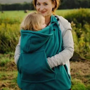 Little frog nešioklės apdangalas (fleece) žalsvai mėlynas